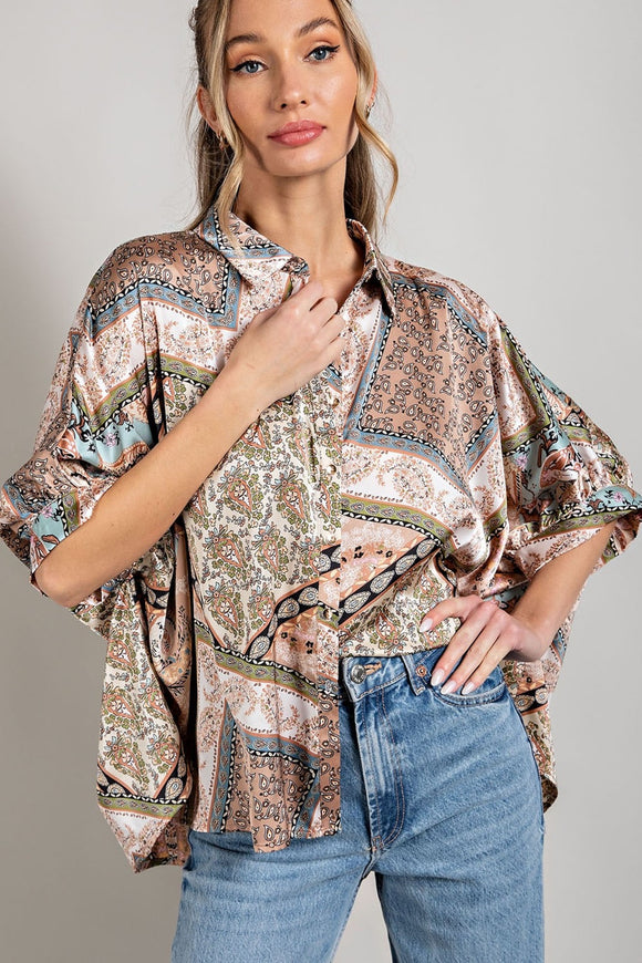 Paisley Satin Top