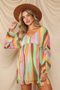 Wavy Rainbow Babydoll Dress