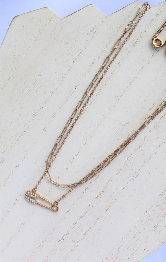 Safety Pin Layered Necklace