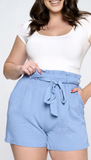 Denim Twill Belted Shorts