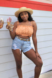Coral Lettuce Crop Top